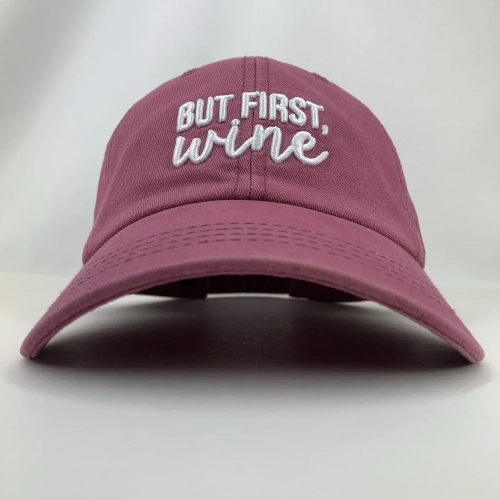 But First, Wine Hat State Of Mine Red Adjustable Strapback OSFM Baseball Cap